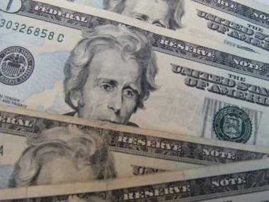 Bize Doları banknot - yirmi dolarlık Başkan Andrew Jackson (1829-1837) ön yüzünde featuring bill