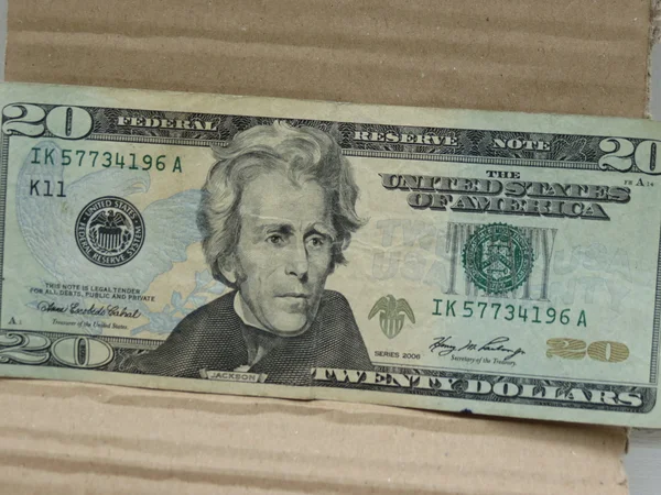 Dollar Banknotes Twenty Dollar Bill Featuring President Andrew Jackson 1829 — Stock Photo, Image