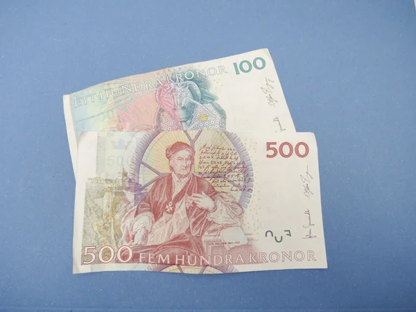 Zweedse Valuta Sek Uit Zweden Blauwe Achtergrond — Stockfoto
