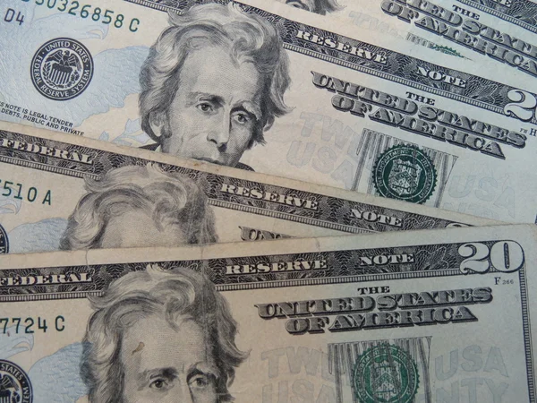 Notas Dólar Dos Eua Nota Vinte Dólares Com Presidente Andrew — Fotografia de Stock