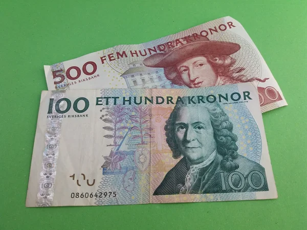 Moneda Sueca Sek Suecia Sobre Fondo Verde — Foto de Stock