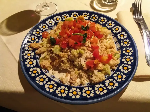 Salada Verão Tradicional Com Pão Típico Florença Toscana — Fotografia de Stock