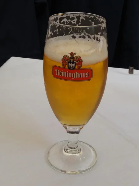 Viena Austria Circa Junio 2016 Vaso Cerveza Reininghaus Lager Austria — Foto de Stock