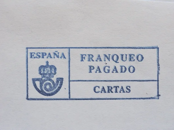 文字スタンプの取り消しに使用されるスペインからの郵便料金メーター — ストック写真