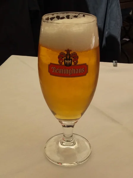 Wien Österreich Juni 2016 Ein Glas Reininghaus Lagerbier Aus Österreich — Stockfoto