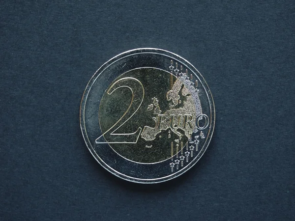 2 монети євро (Eur), валюта Європейського Союзу (ЄС) — стокове фото