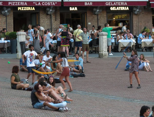 Siena Talya Temmuz 2016 Yaklaşık Piazza Del Campo Meydanı Turist — Stok fotoğraf