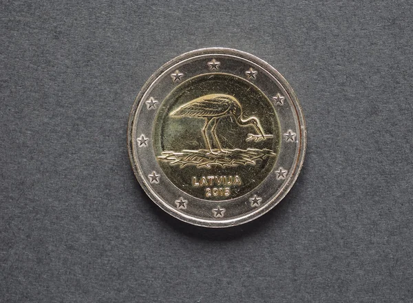 Eur Commemorative Coin Issued 2015 Latvia Bearing Portrait White Stork — Stock Photo, Image