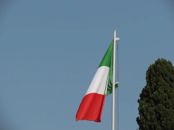 The Italian national flag of Italy, Europe, floating in the air