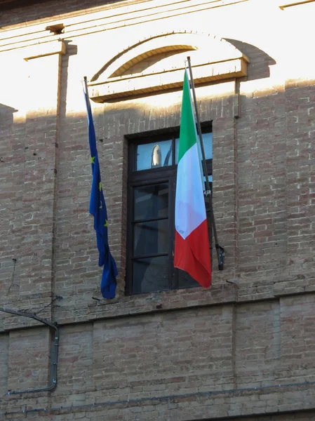 Bandera Italia Bandera Unión Europea —  Fotos de Stock