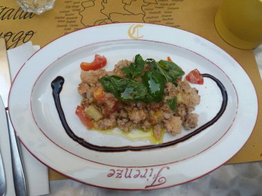 Ekmek tipik Floransa ve Toskana ile geleneksel yaz salatası