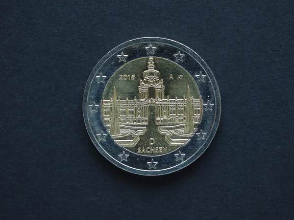 2 欧元 (Eur) 硬币、 欧洲联盟 （欧盟货币) — 图库照片
