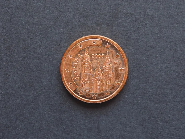 Monety Cent Euro Eur Waluta Unii Europejskiej Hiszpanii — Zdjęcie stockowe