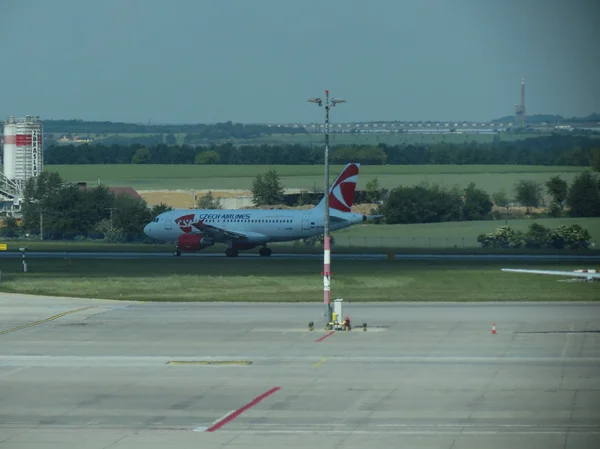 Praga Czechy Około Czerwca 2016 Airbus A319 Czechairlines Wybiegu — Zdjęcie stockowe