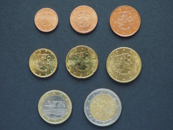 Eur 硬币从芬兰 整个范围的硬币 — 图库照片