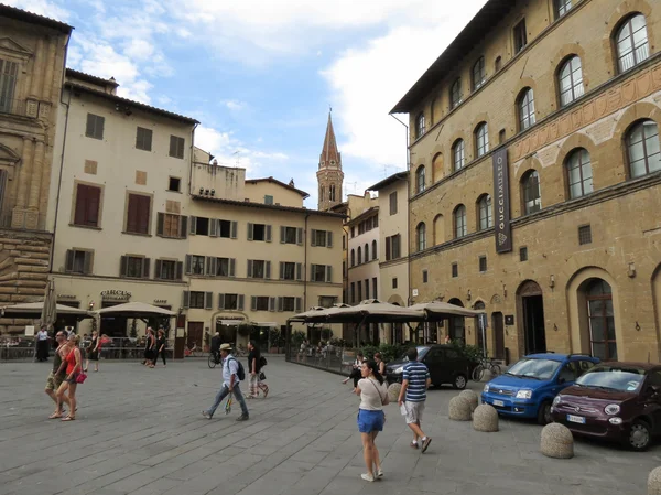 Florencia Italia Circa Julio 2016 Plaza Señoría Con Turistas Campanario — Foto de Stock