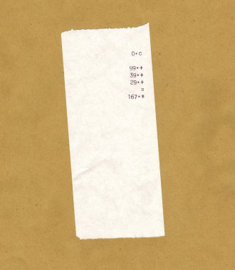 fatura ya da makbuz üzerinde açık kahverengi renkli izole