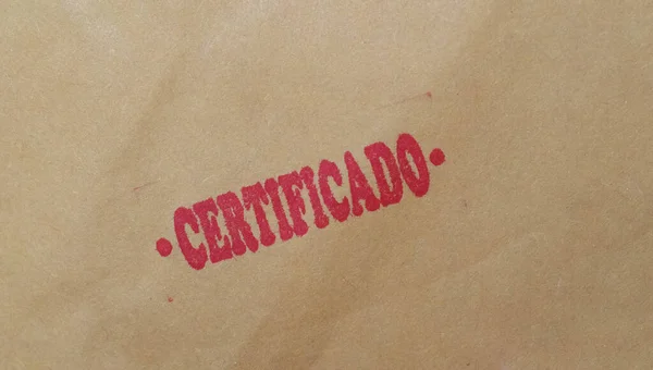 Certificado (translation: Registered mail) on a Spanish packet envelope
