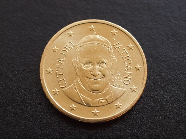 Fifty Euro Cent Coin Vatican City Bearing Portrait Pope Bergoglio — Stock Photo, Image