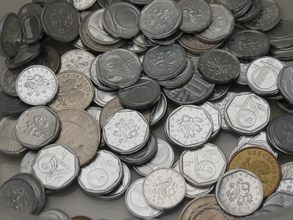 Czech Korunas Cent Coins Now Withdrawn Circulation Few Pre Euro — Stock Photo, Image