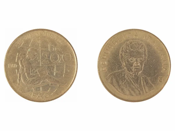 이탈리아어 200 리라 동전 — 스톡 사진