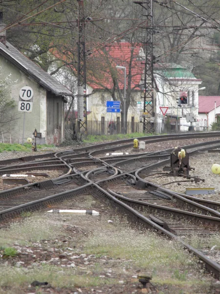 Railway railroad tracks — Stock Photo, Image