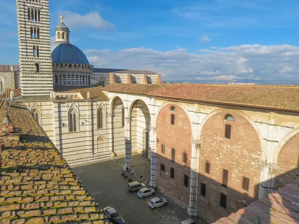 Siena Italský Středověkého Města Ptačí Pohled Centra Města — Stock fotografie