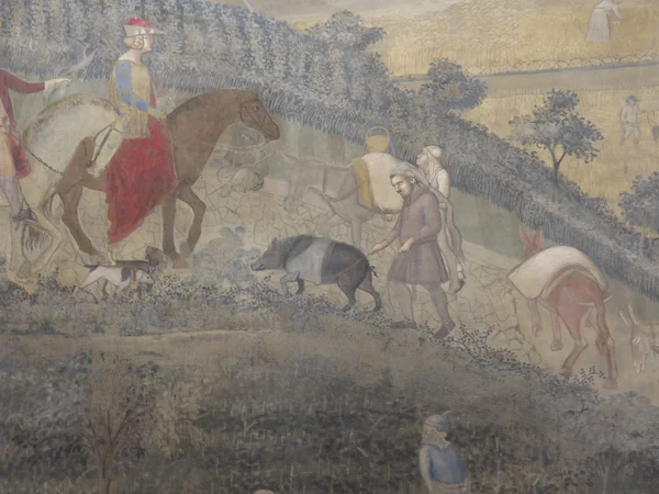 Ambrogio lorenzetti fresky v Sieně — Stock fotografie