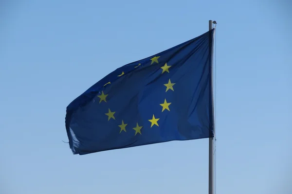 Flagge Der Europäischen Union Schwebt Der Luft — Stockfoto