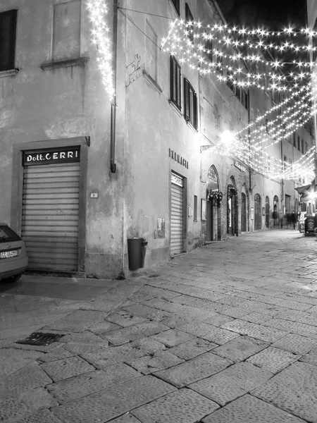 Volterra Italian Medieval Town View City Centre Night Black White — Stock Photo, Image
