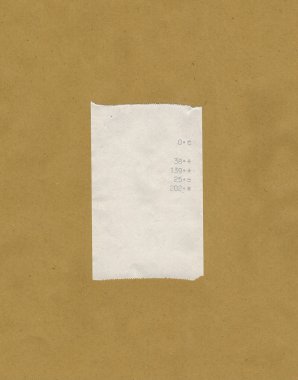 fatura ya da makbuz üzerinde açık kahverengi renkli izole