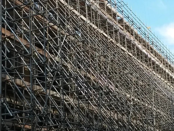 Temporary scaffold for construction works at building site