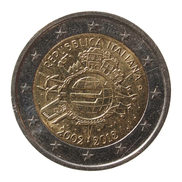 2 евро монета из Италии — стоковое фото