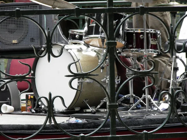 Paris França Circa Agosto 2011 Bateria Montada Palco Pronto Para — Fotografia de Stock