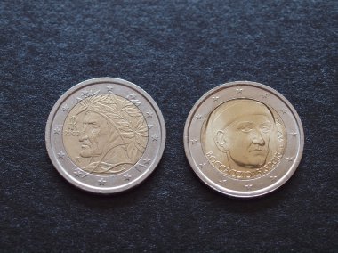 Dante Alighieri and Giovanni Boccaccio EUR coins clipart