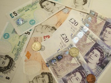 İngiliz Sterlini Sterlini (Gbp) banknot ve madeni paralar