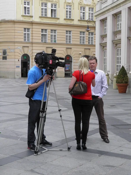 Bratislava Eslovaquia Circa Junio 2011 Político Eslovaco Identificado Entrevistado Por — Foto de Stock