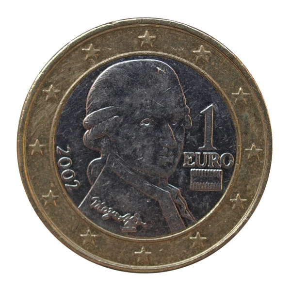 Moneda Euro Con Mozart Aislado Sobre Blanco —  Fotos de Stock