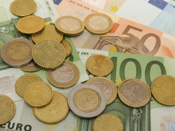 Банкноты Монеты Евро Eur Законное Платежное Средство Европейского Союза — стоковое фото