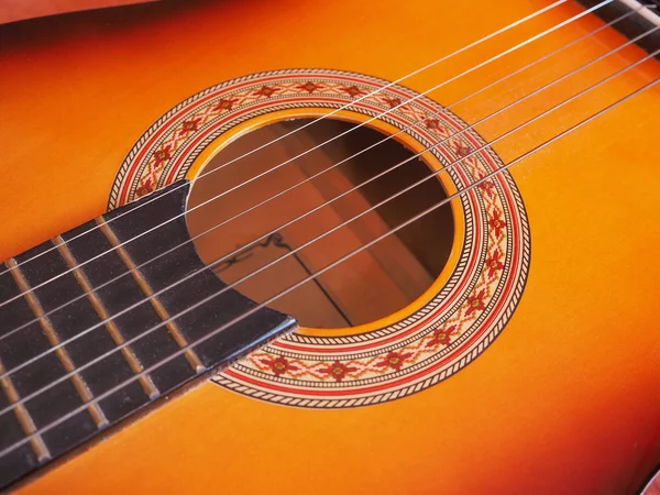 Detail Acoustic Guitar Playing Music — Stock Photo, Image