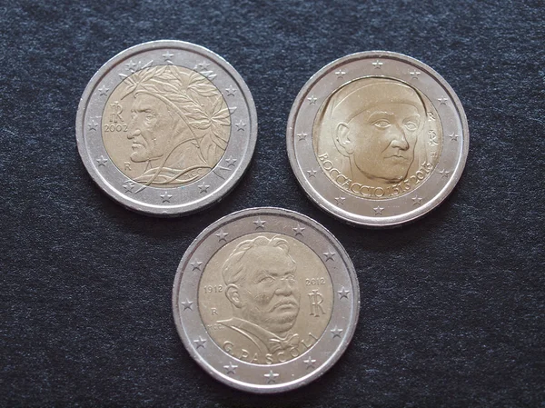 Dante Alighieri, Giovanni Boccaccio i Giovanni Paascoli Eur monety — Zdjęcie stockowe