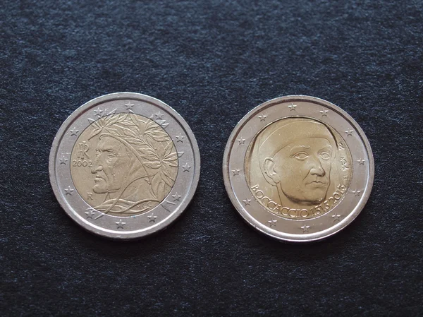 Euro Coins Yazarlar Kutlamak Için Talya Tarafından Verilen Dante Alighieri — Stok fotoğraf