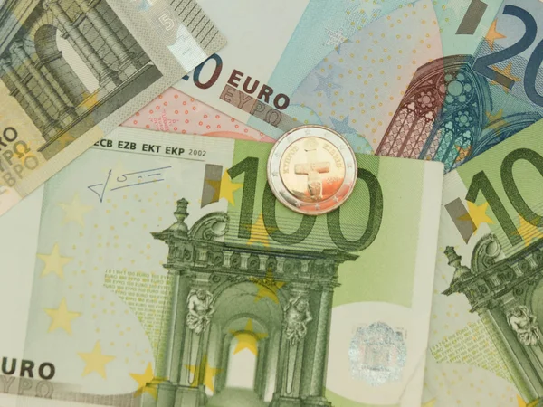 Euro Eur Bankjegyek Érmék Ciprus — Stock Fotó