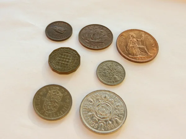 Pre Decimal Gbp British Pounds Coins Currency United Kingdom Use — Stock Photo, Image