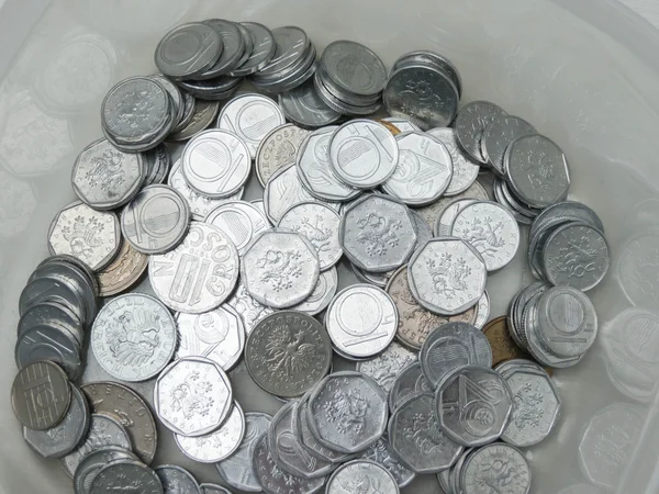 Corona Checa Monedas Céntimos Ahora Retiradas Circulación Con Algunos Chelines — Foto de Stock