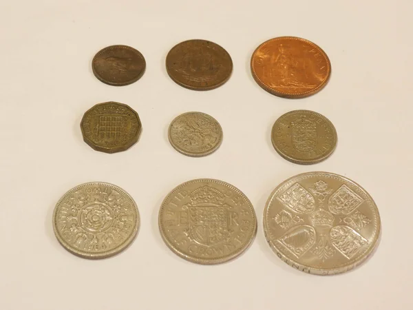 Wstępnie Przecinku Gbp Funty Brytyjskie Monety Waluta Polska Przed Dziesiętny — Zdjęcie stockowe