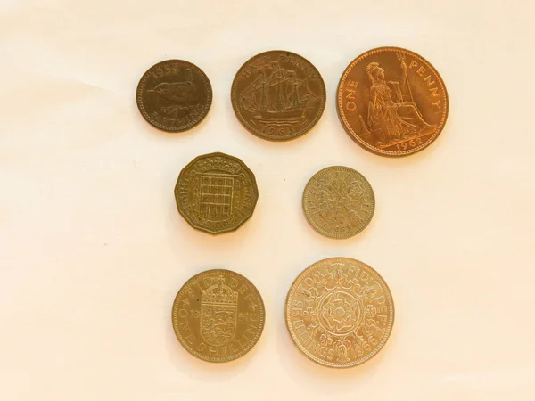 Wstępnie Przecinku Gbp Funty Brytyjskie Monety Waluta Polska Przed Dziesiętny — Zdjęcie stockowe