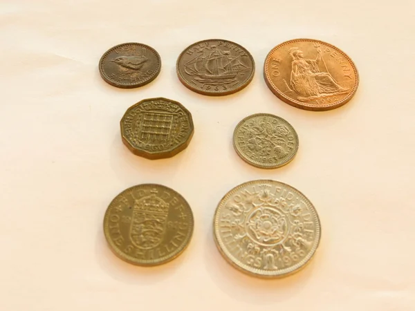 Pre Decimal Gbp British Pounds Coins Currency United Kingdom Use — Stock Photo, Image