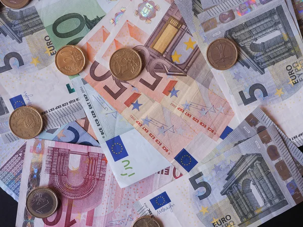 Euro Banknoty Monety Euro Legalnym Środkiem Płatniczym — Zdjęcie stockowe