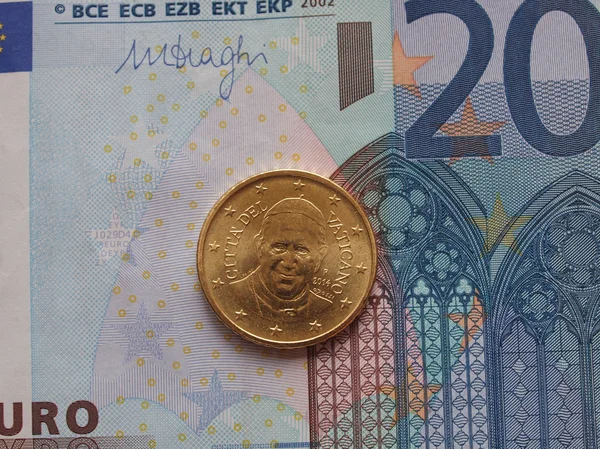Vingt Billets Euros Eur Utiles Comme Toile Fond Concept Monétaire — Photo